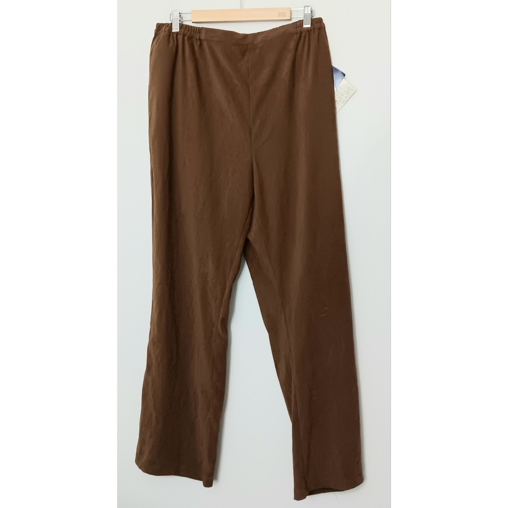 Susan Graver Pants Women's Size XL Faux Suede Brown Pullon Stretch Pockets NEW